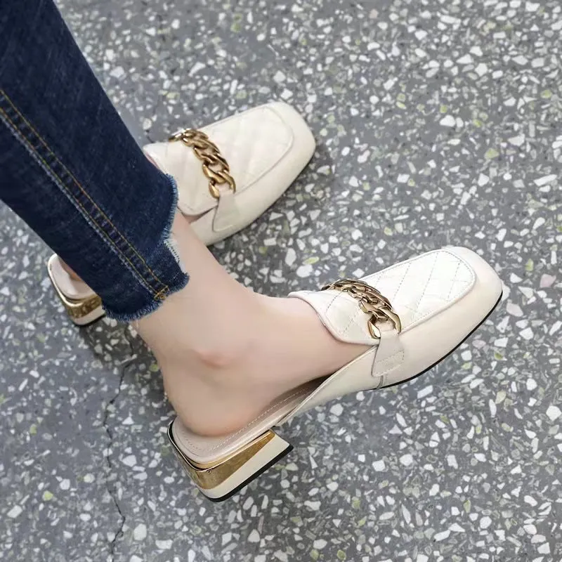 Amozae-Metal Cufflinks Platform Sandals