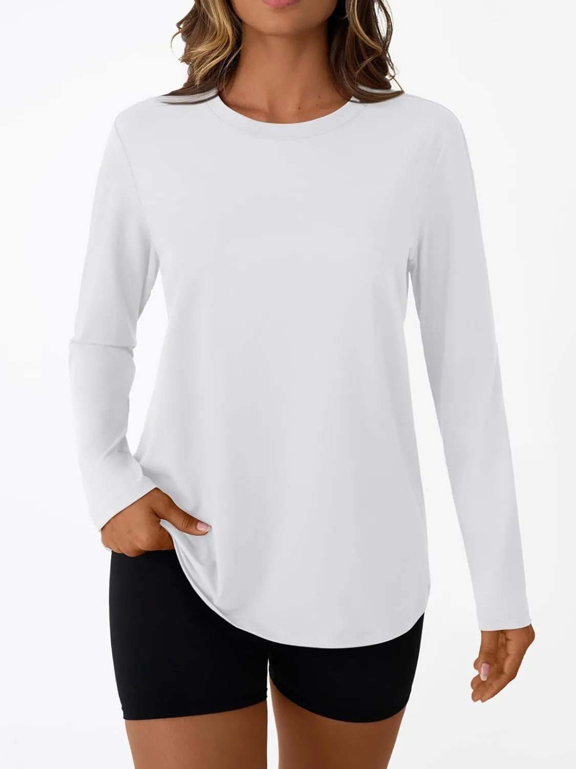AUTOMET Women's Long Sleeve Workout Tops UPF 50  UV Rash Guard Swim Sun Shirts Hiking Tshirts Summer Clothes 2025