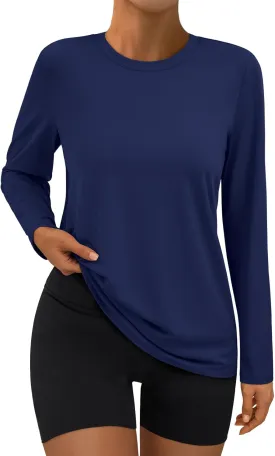AUTOMET Women's Long Sleeve Workout Tops UPF 50  UV Rash Guard Swim Sun Shirts Hiking Tshirts Summer Clothes 2025
