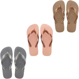 Havaianas Womens Top Tiras Metallic Flip Flops