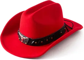 Lanzom Cowboy Hat for Women and Men with Shapeable Wide Brim Felt Western Hats for Cowboys and Cowgirls