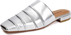 Mules for Women Square Peep Toe Comfortable Casual Backless Slip On Flat Dress Shoes