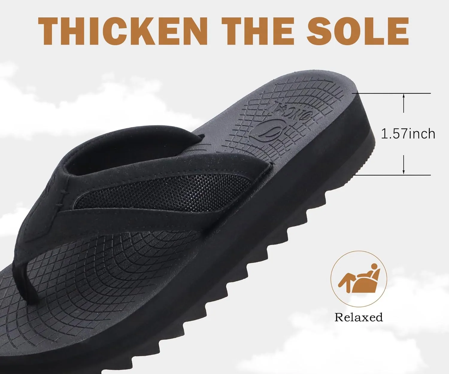 ONCAI Men's Flip Flops with Arch Support Orthotic Cushion Recovery Walking Slide Sandals for Men with Platform Summer Comfortable Soft Rubber Soles??US Size 7-15??