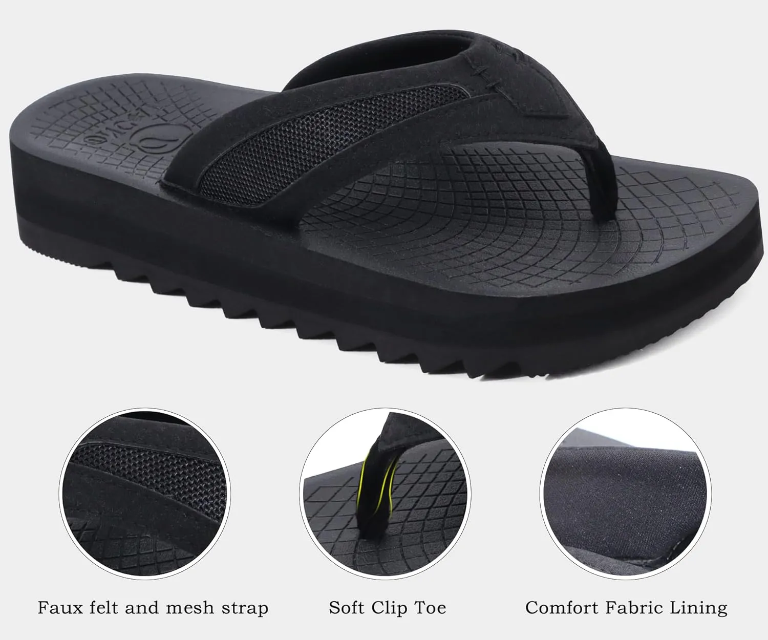 ONCAI Men's Flip Flops with Arch Support Orthotic Cushion Recovery Walking Slide Sandals for Men with Platform Summer Comfortable Soft Rubber Soles??US Size 7-15??
