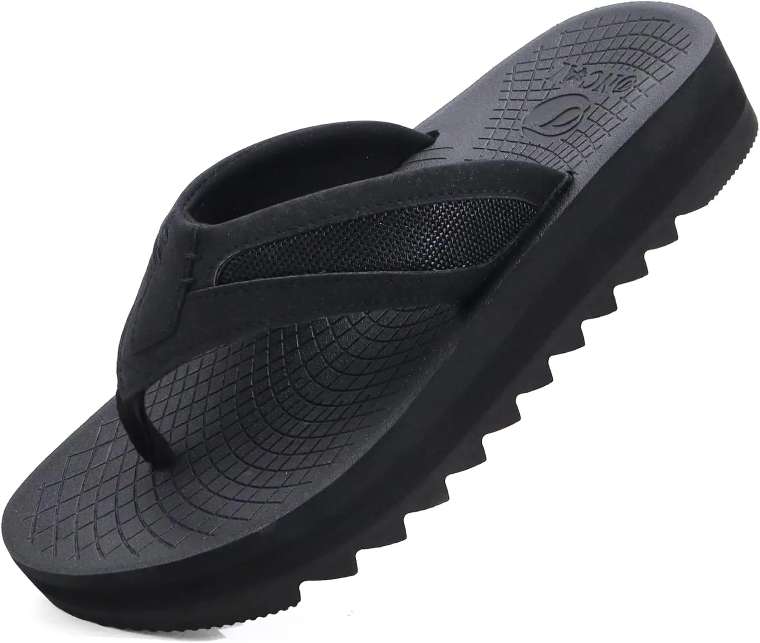 ONCAI Men's Flip Flops with Arch Support Orthotic Cushion Recovery Walking Slide Sandals for Men with Platform Summer Comfortable Soft Rubber Soles??US Size 7-15??