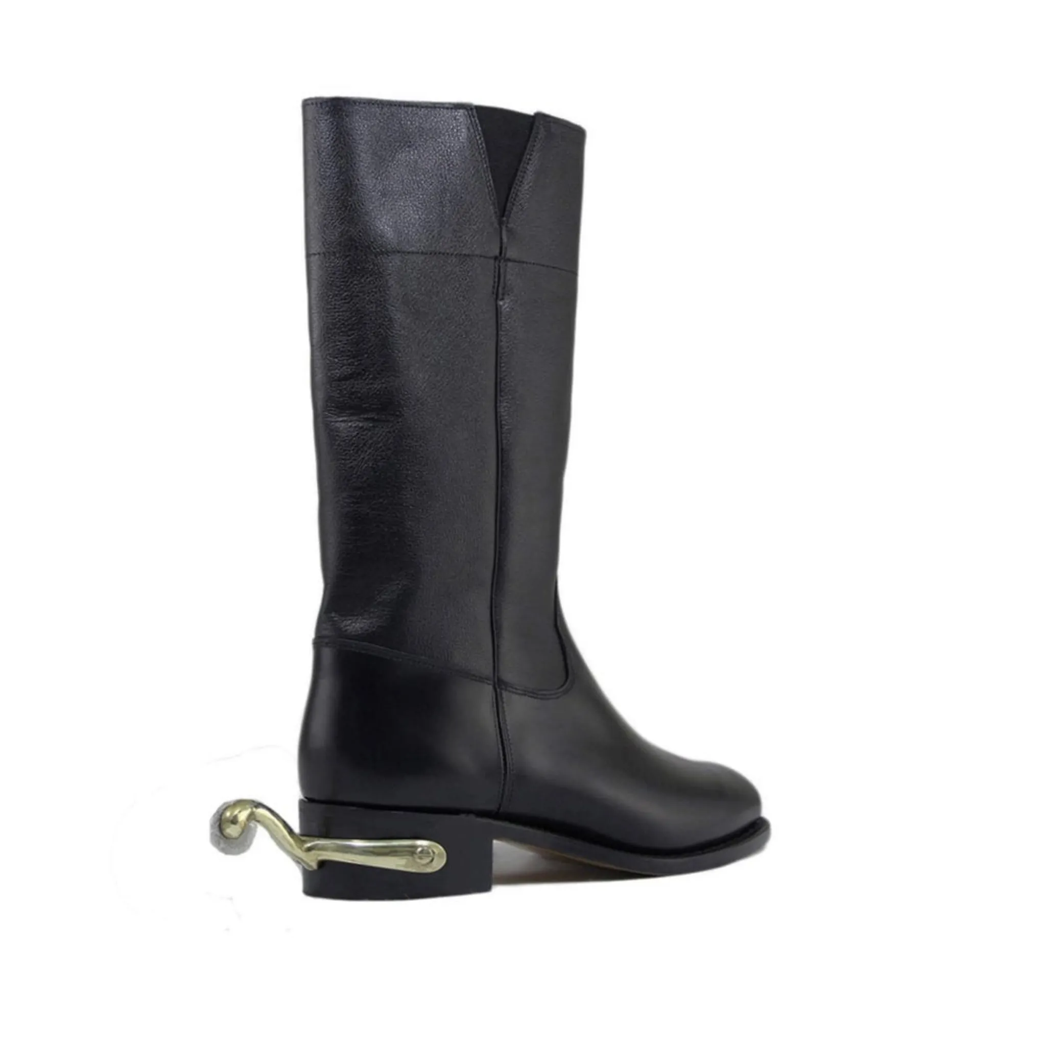 Sanders | Black Calf Officers Spur Box Heel Wellington Boot