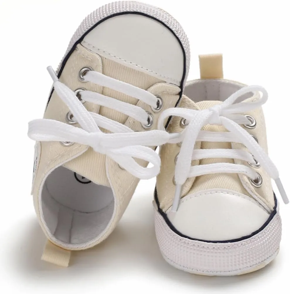 Sekantrol Unisex Baby Girls Boys Shoes Infant Soft Sole Canvas Newborn First Walkers High Top Anti-Slip Sneakers