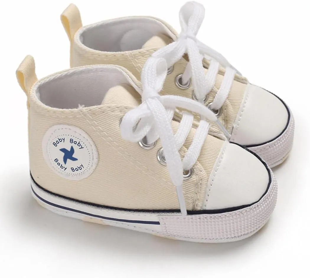 Sekantrol Unisex Baby Girls Boys Shoes Infant Soft Sole Canvas Newborn First Walkers High Top Anti-Slip Sneakers