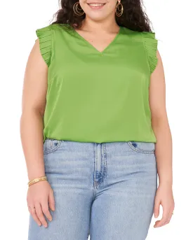 V-Neck Pleated Sleeve Blouse