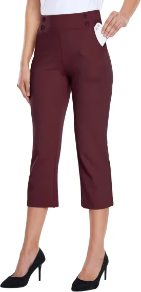 Willit Women's Capri Pants Dress Yoga Capri Stretch Business Work Casual Capris Straight Leg Office Pants 21"